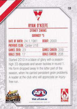 2011 Select AFL Champions #159 Ryan O’Keefe Back